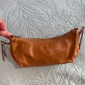 Prune Tan Leather Cosmetic Bag